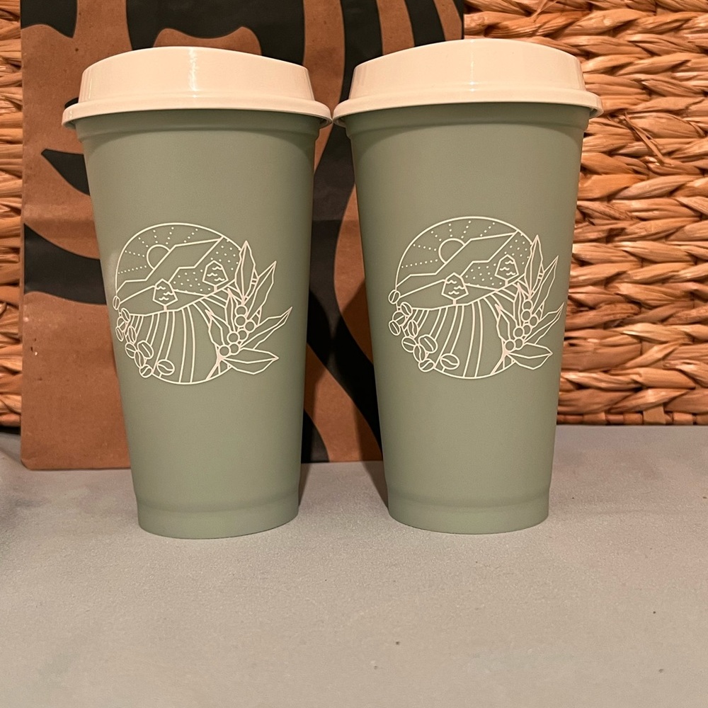 Set of 2 Starbucks Earth Day 2021 Reusable Hot Cup NEW